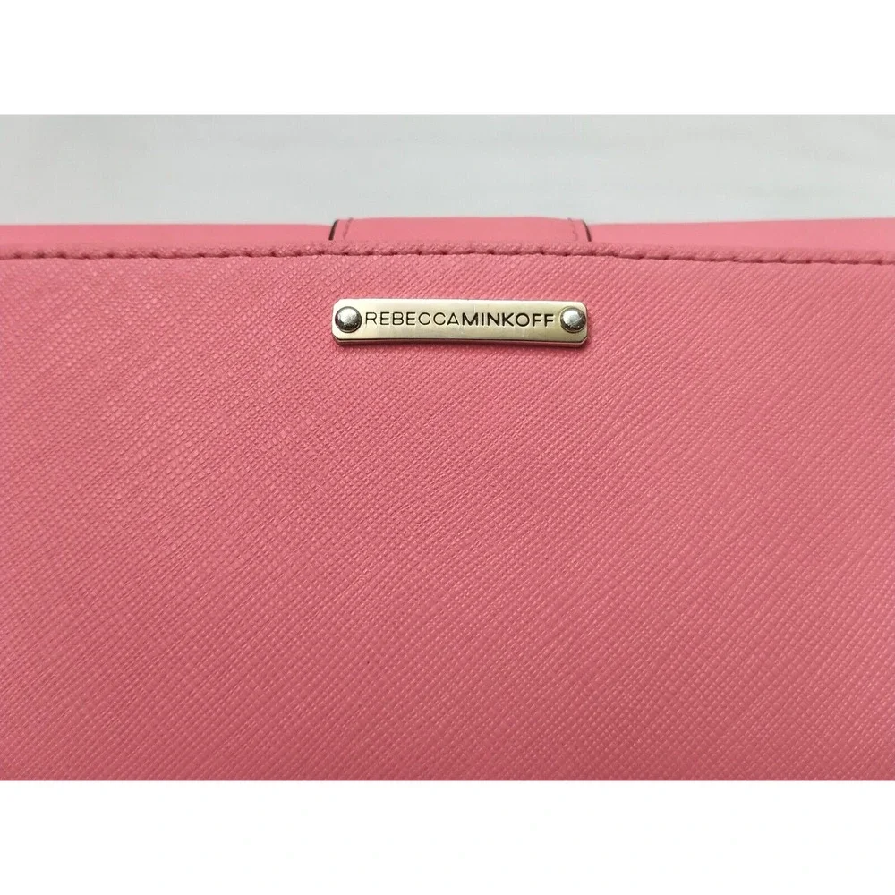 Rebecca Minkoff Pink Leather Tunlock Credit Card ID Window Bifold Wallet